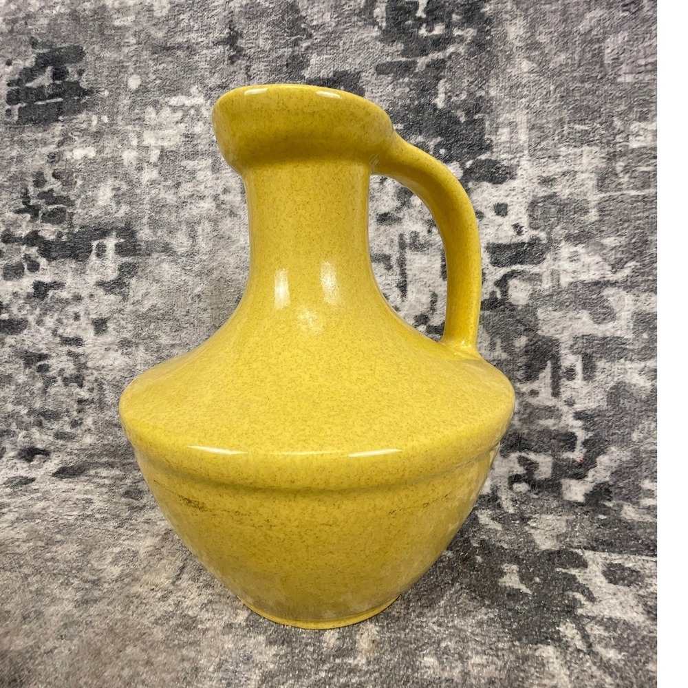 Vtg Pfaltzgraff Kitchen 64oz Pitcher 70s Mustard‎ Yellow Speckled Jug Farmhouse